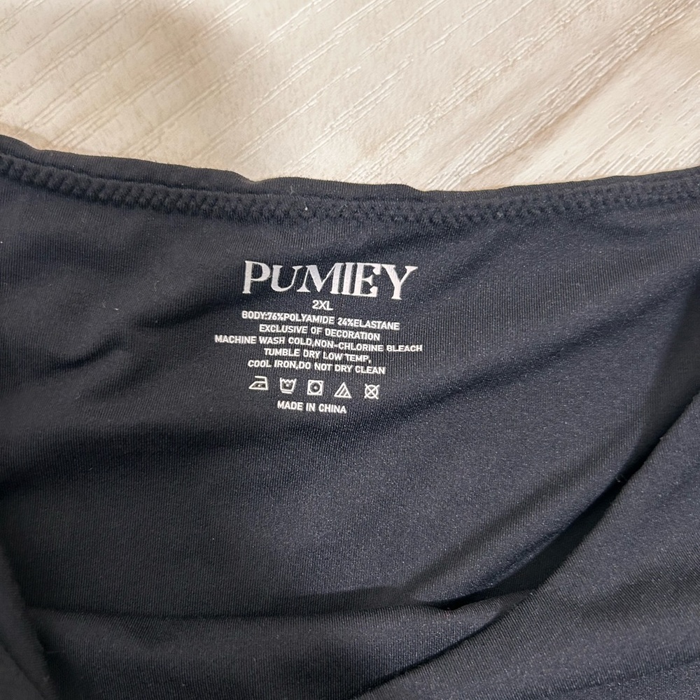 PUMIEY Women’s Black High Neck Sleeveless Bodysuit 2XL Stretch Thong Capsule - Picture 7 of 9